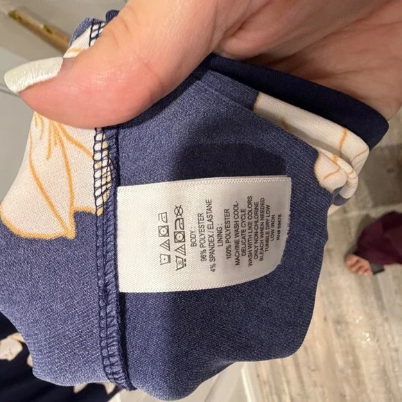 Tahari Women Dress Floral Faux Wrap Navy Blue Short Sleeve XL - Picture 6 of 13